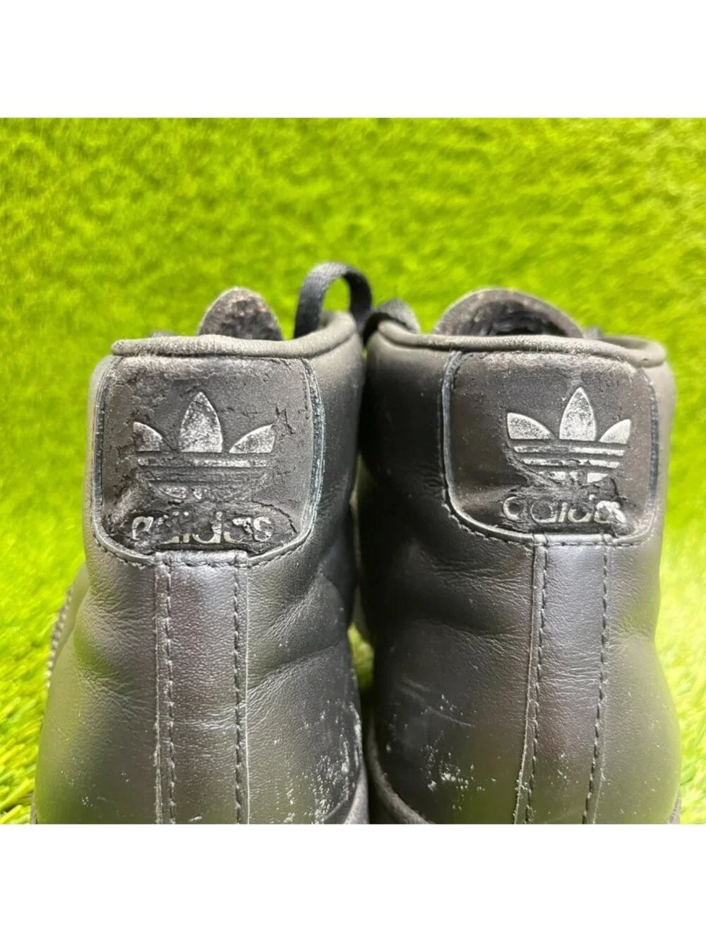 Adidas Pro Model Boys Size 5Y Triple Black Athletic Leather Shoes Sneakers